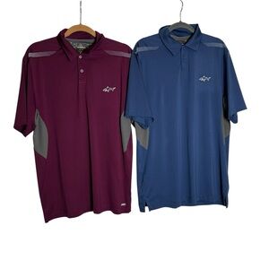 Greg Norman lot of 2 Purple & Blue Short Sleeve Golf Polo Shirts Size Medium